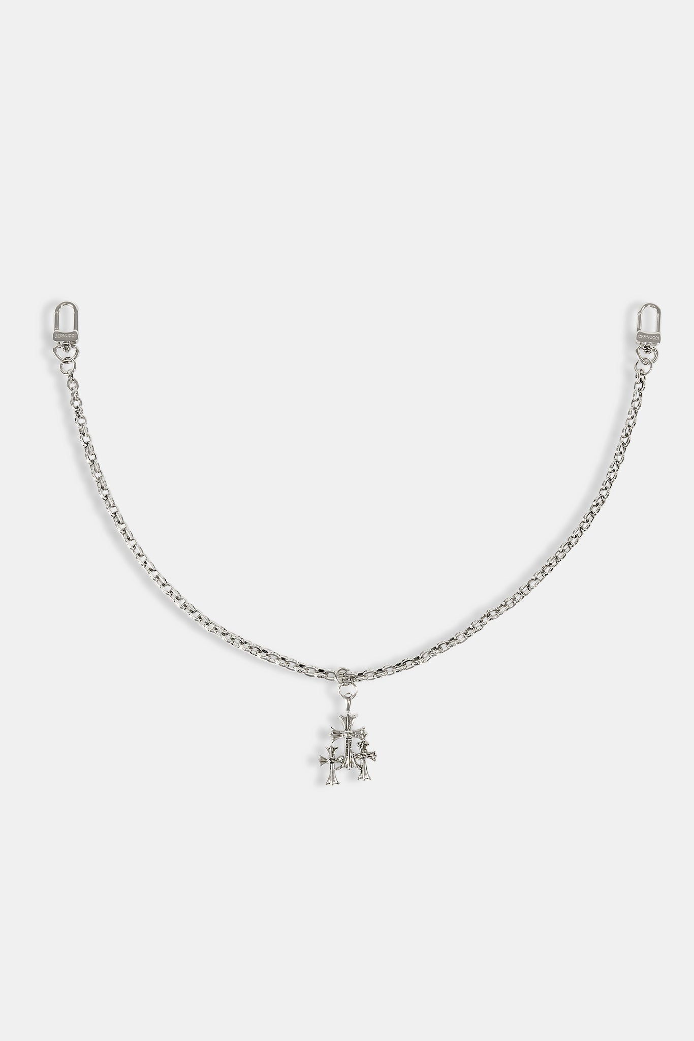 Polished Drop Triple Cross Jean Chain - 40mm - White